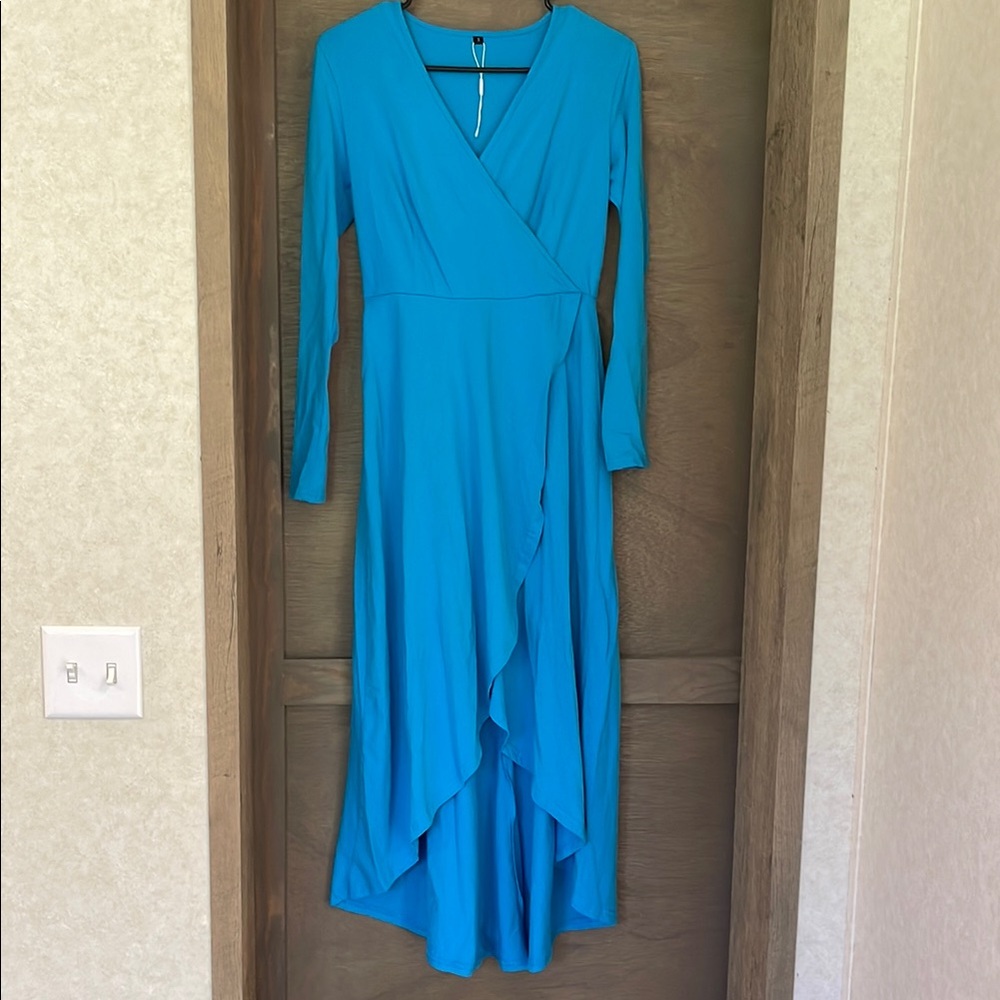 Elegant Blue Wrap Dress